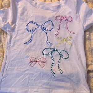SO Kids White Tee with Colorful Bow Accents